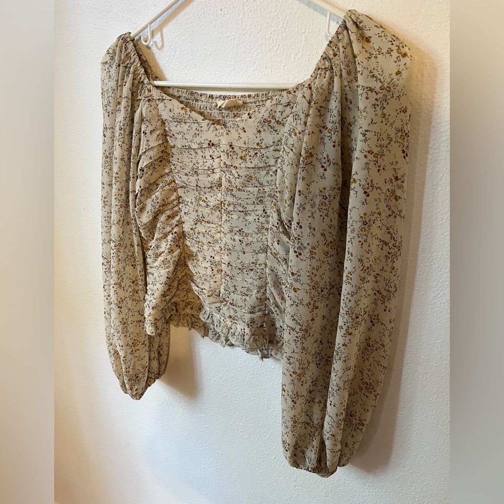 ALTARD STATE Fall Floral Puff Sleeve Top Size XS - Picture 5 of 8